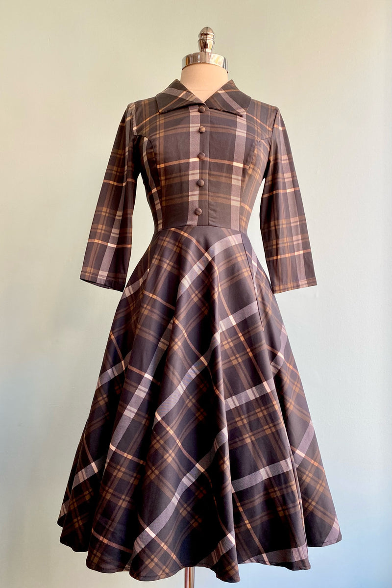 Brown and Black Plaid Ariella Dress by Hearts & Roses London – Modern ...