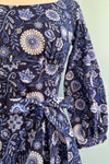 Royal Cloisonne Jenni Dress in Blue and White Floral by Heart of Haute