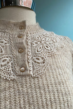 Beige Lace Yoke Sweater by Molly Bracken