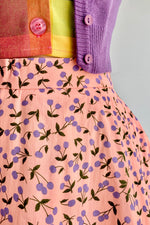 Pink and Purple Cherry Print Full Skirt by Tulip B.
