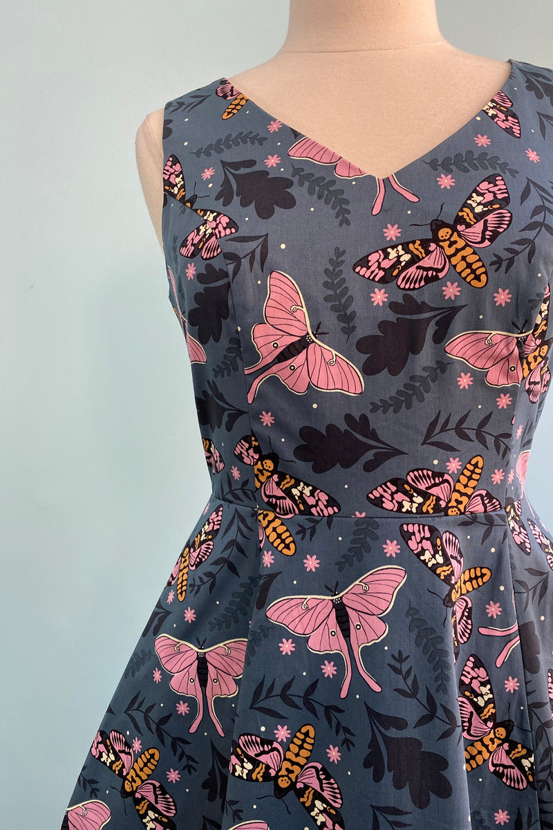 Mauve Nocturnal Moth V-Neck Dress by Eva Rose