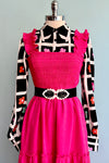 Hot Pink Empire Waist Tiered Midi Dress