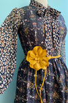 Folk Art Floral & Bunny Midi Dress in Navy by Retrolicious
