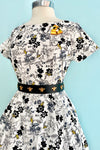 White Bumble Bee Short Sleeve Rounded Neck Dress by Eva Rose