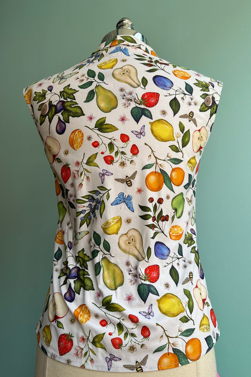 Fruit and Butterflies Bow Top by Retrolicious
