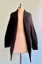 Black Chunky Knit Long Cardigan Sweater