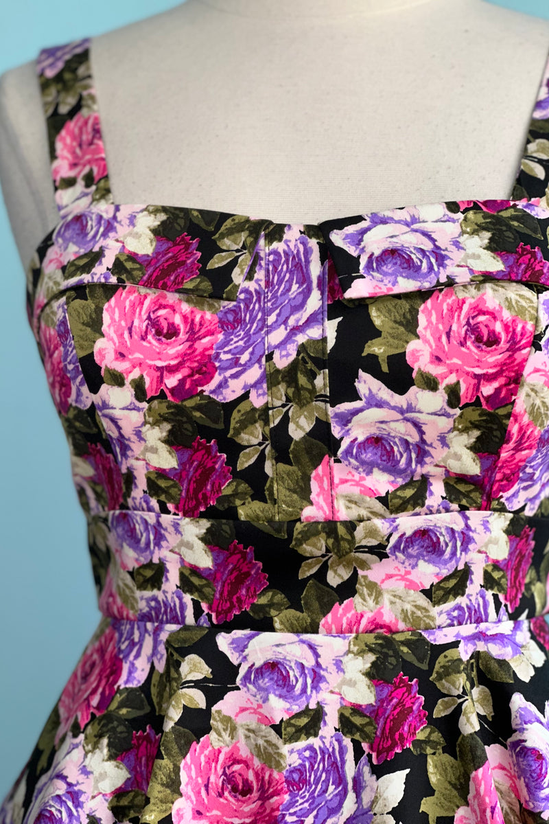 Fuchsia and Purple Rose Fold-Over Dress by Eva Rose – Modern Millie