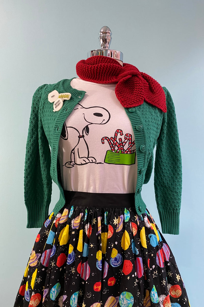 Final Sale Snoopy Candy Canes Fitted Charlie Brown T-Shirt Top by Unique Vintage