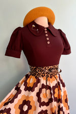Honeycomb 60's Style Puff Sleeve Dress