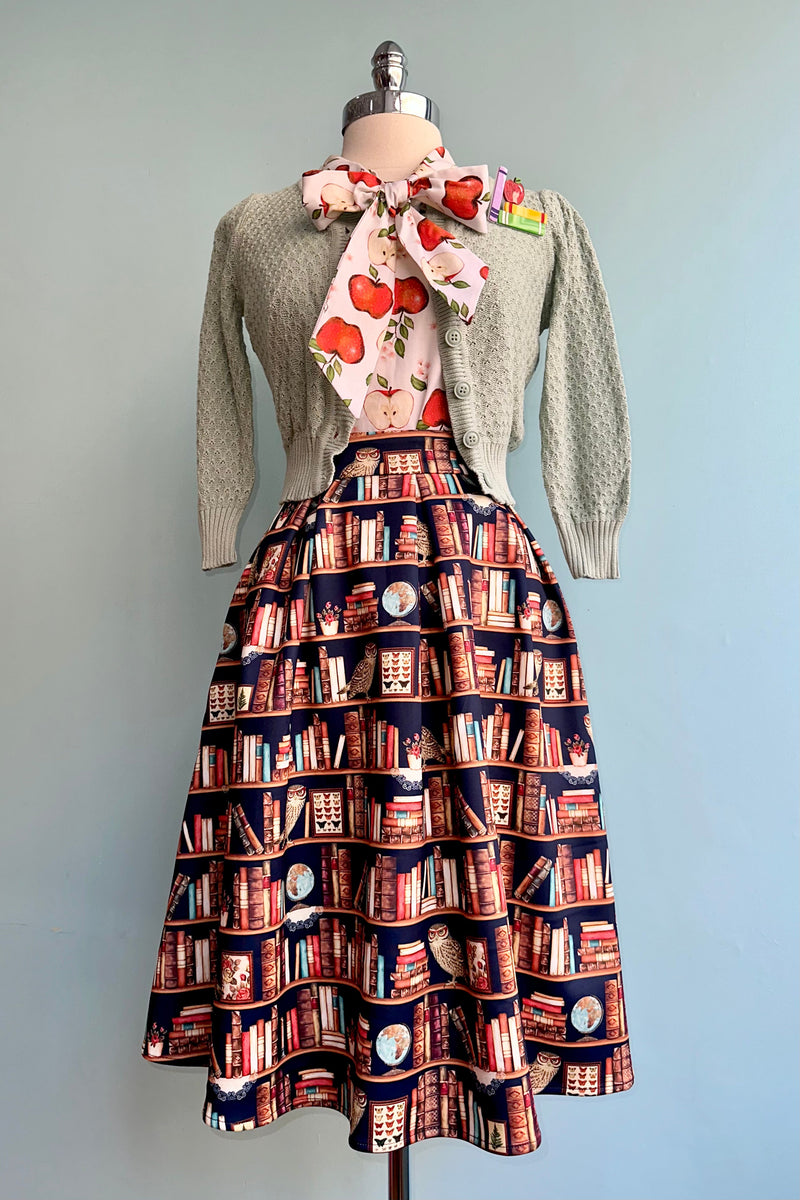 Library & Owl Box Pleated Skirt by Dolly & Dotty