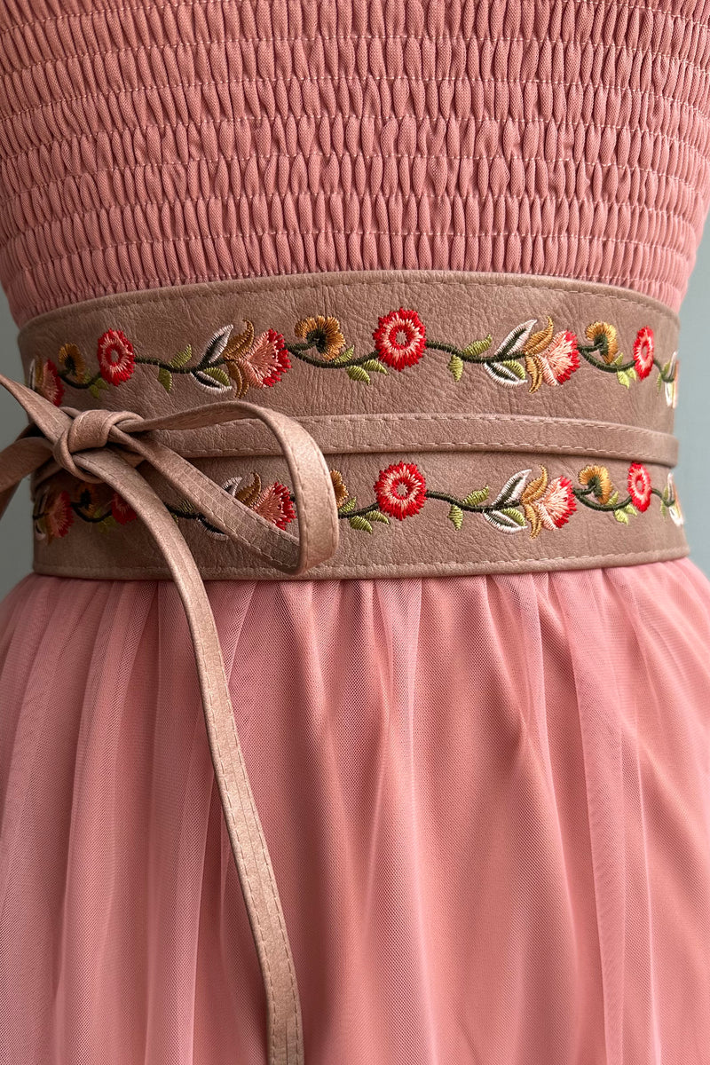 Embroidered Wrap Belt in Multiple Colors