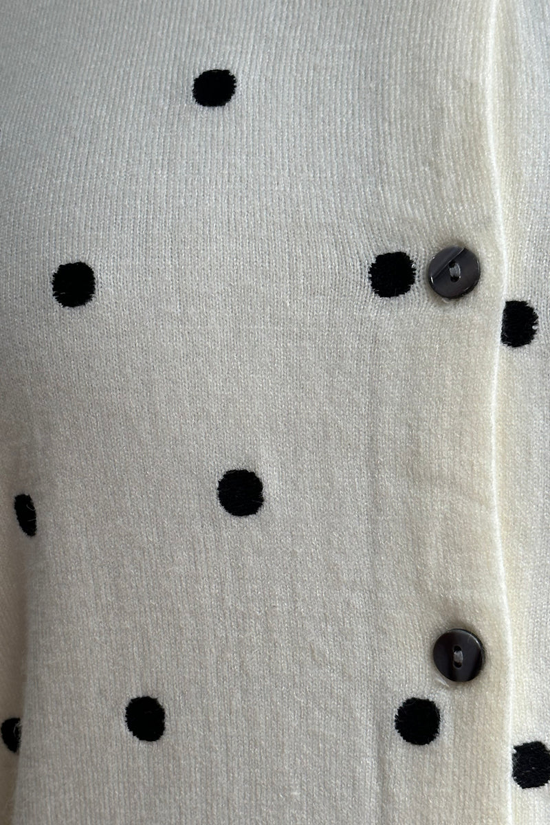 Ivory and Black Polka-dot Cardigan by Tulip B.