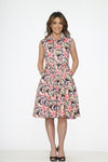 Pink and Orange Floral Shirt Dress by Orchid Bloom