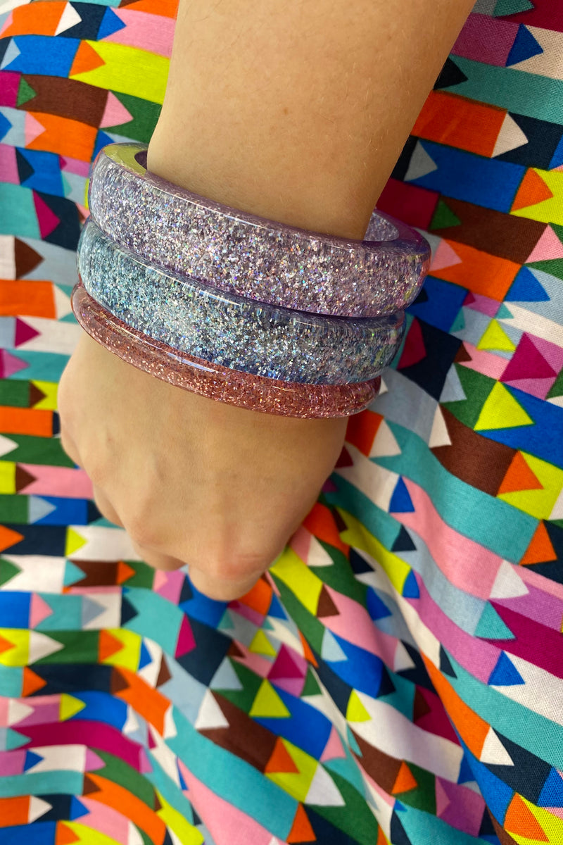 New Lilac Glitter Bangle Bracelet by Splendette
