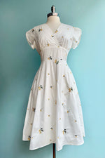 Spring Flowers Embroidered White Dress by Voodoo Vixen