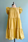 Ruffle Shoulder Mini Dress in Yellow