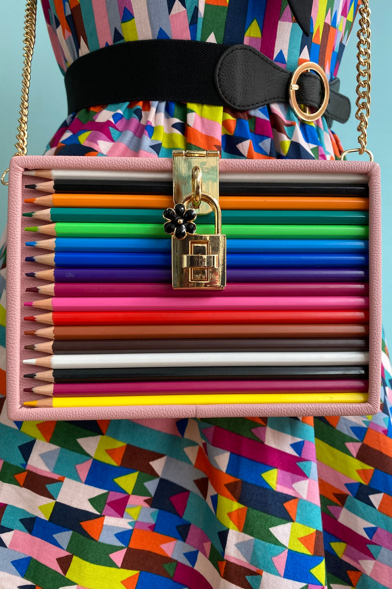 Pink Colored Pencil Case Novelty Bag
