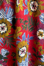 Rust Floral Ruffle Shoulder Dress by Molly Bracken