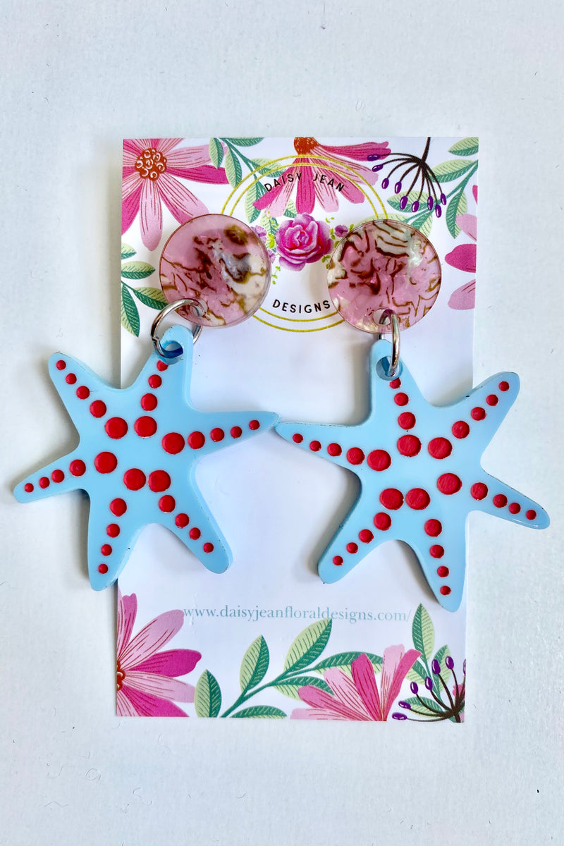 Coral's Starfish Earrings by Daisy Jean Florals