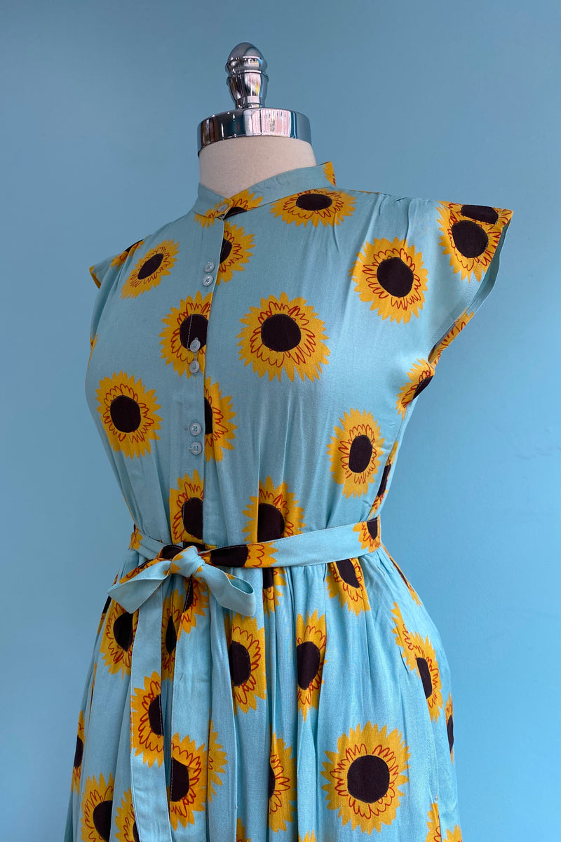 Blue Sunflower Shirt Dress by Compania Fantastica