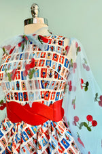 Blue Cherry Sheer Tie Neck Blouse