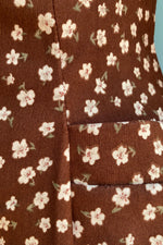 Brown Floral High Waisted Suspender Skirt