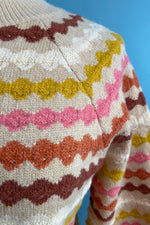 Multi Stripe Blouson Sleeve Pullover Sweater
