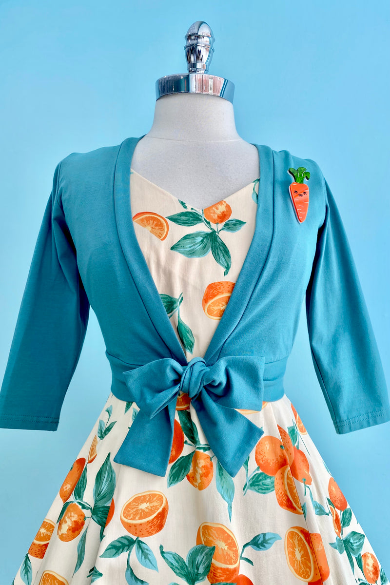 Oranges and Leaves V-Neck Dress by Eva Rose
