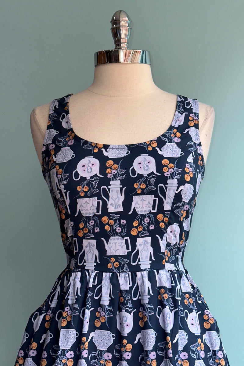 Teapots Fit & Flare Dress by Retrolicious
