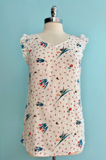 Gauzy White Tulip Print Top by Tulip B.