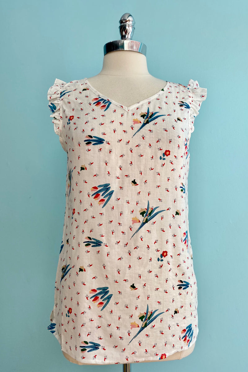 Gauzy White Tulip Print Top by Tulip B.
