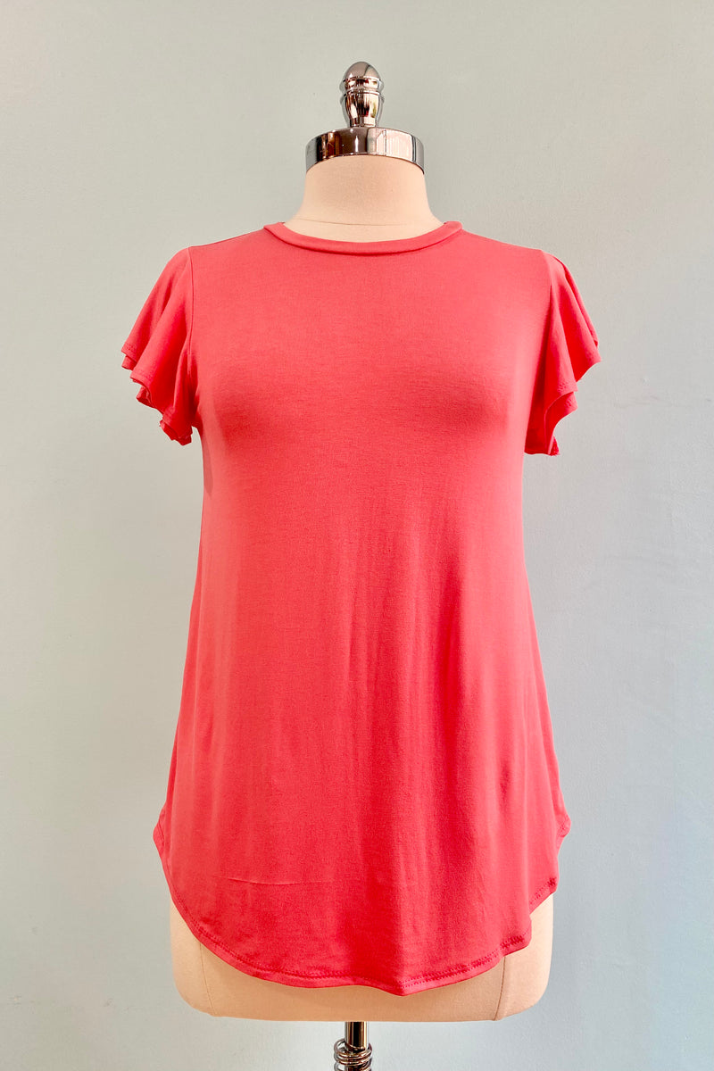 Coral Flutter Sleeve All Purpose Top