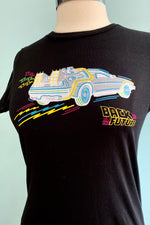 Back to the Future Neon Car Fitted T-Shirt Top by Unique Vintage