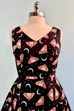 Pink Moth and Moon V-Neck Dress by Eva Rose