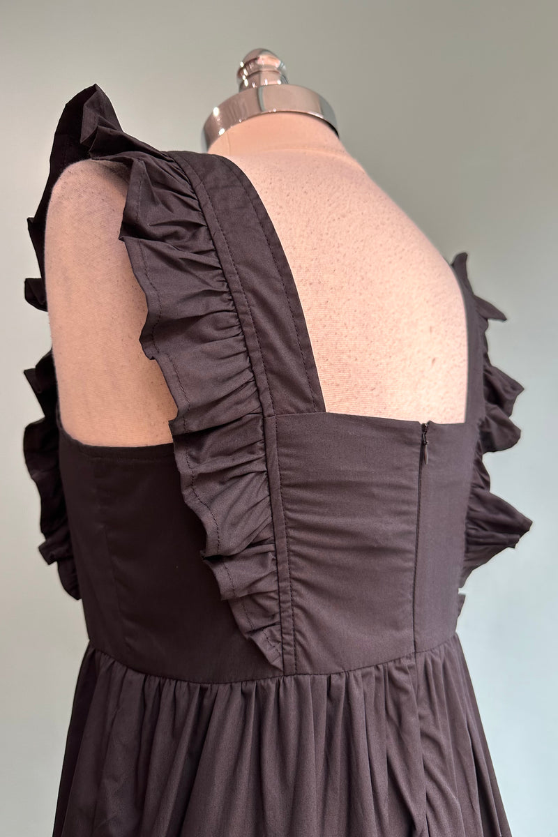 Black Ruffled Sleeveless Tiered Maxi Dress by Molly Bracken