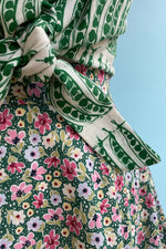 Final Sale Green Skirt with Pink Flowers by Tulip B.