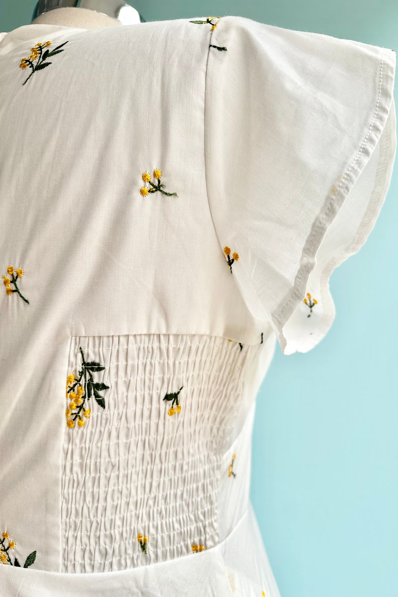 Spring Flowers Embroidered White Dress by Voodoo Vixen