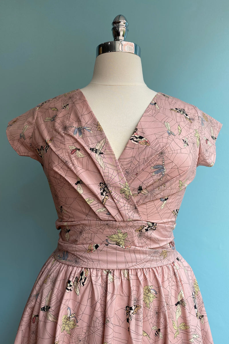 Moths and Webs Greta Dress in Pink by Retrolicious
