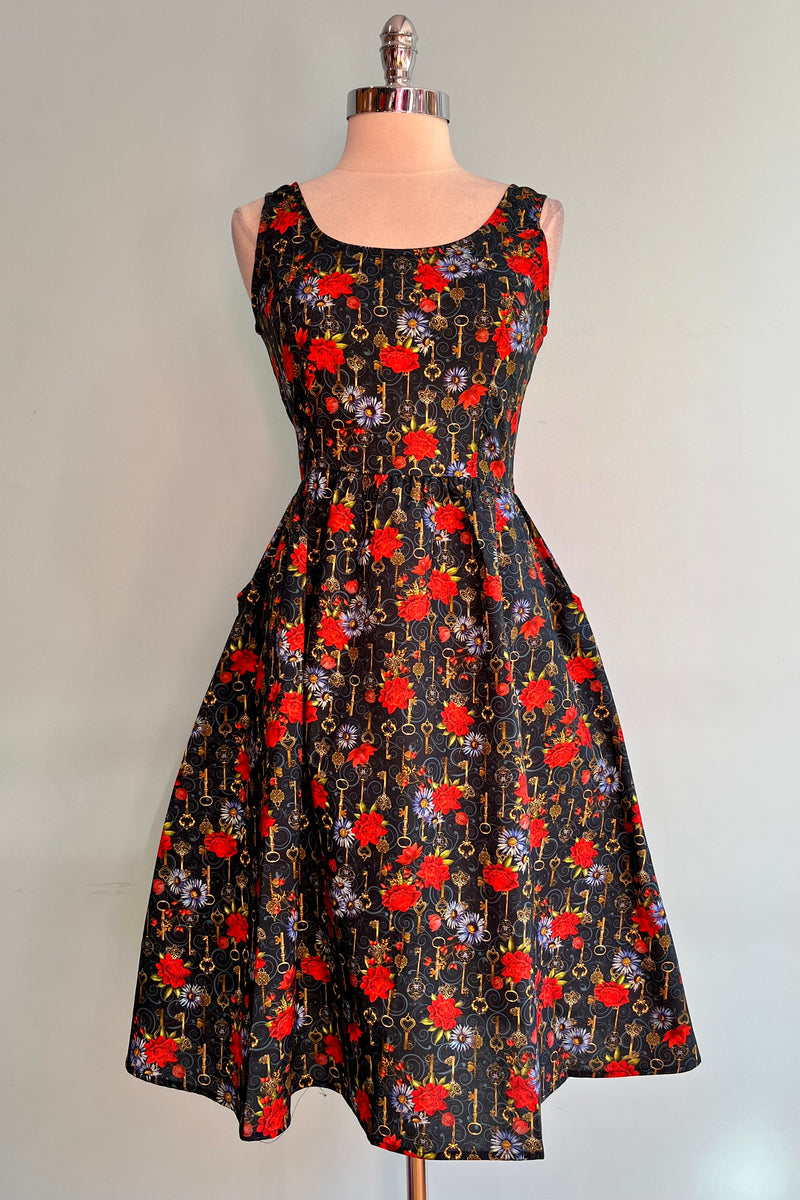 Keys Fit and Flare Dress in Navy by Retrolicious