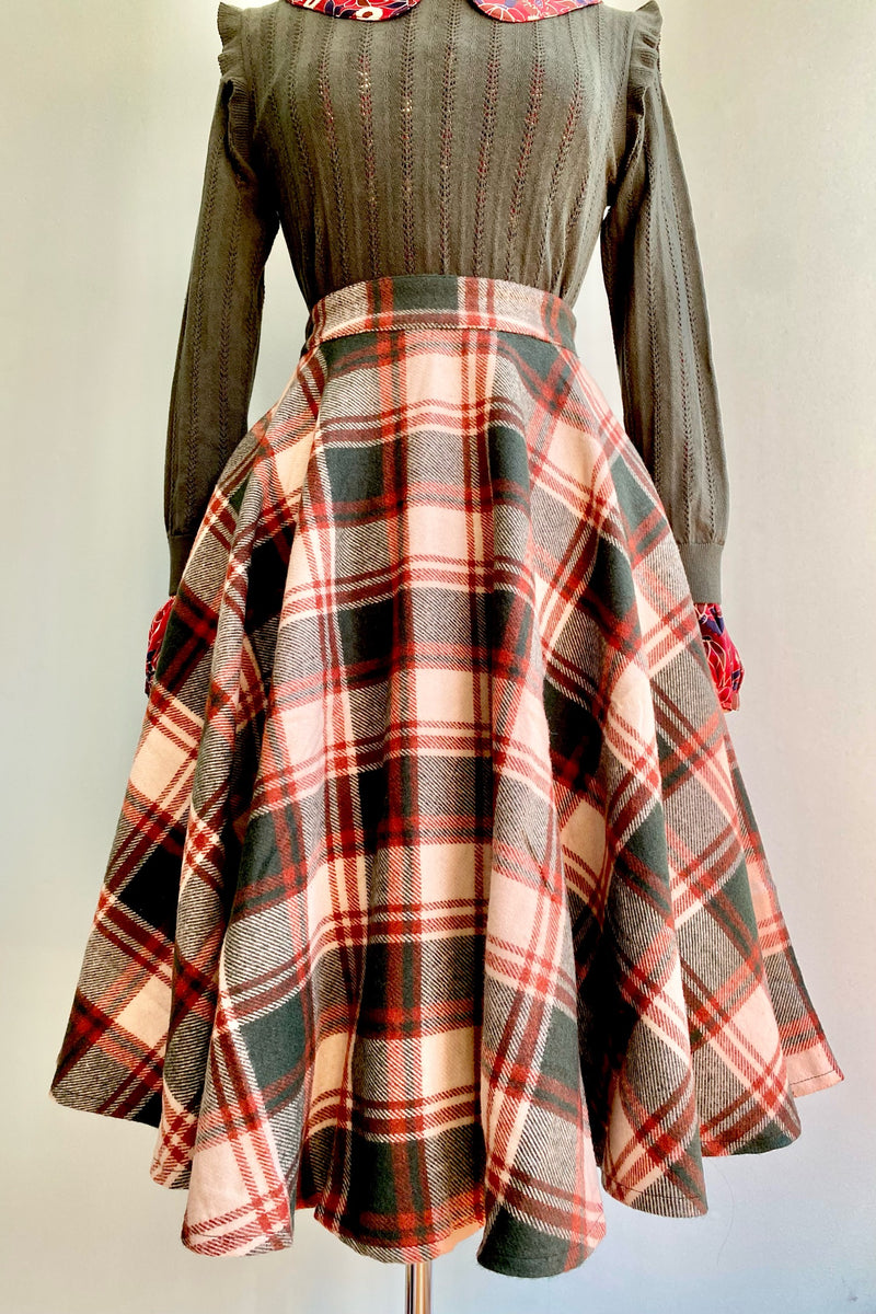 Rust and Evergreen Plaid Sophie Skirt by Timeless London