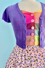 Pink and Purple Cherry Print Full Skirt by Tulip B.