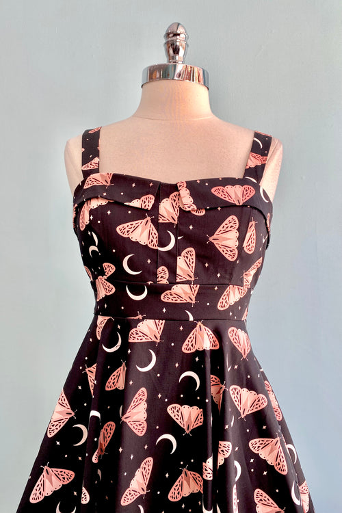 Peach Moth and Moon Fold-Over Dress by Eva Rose