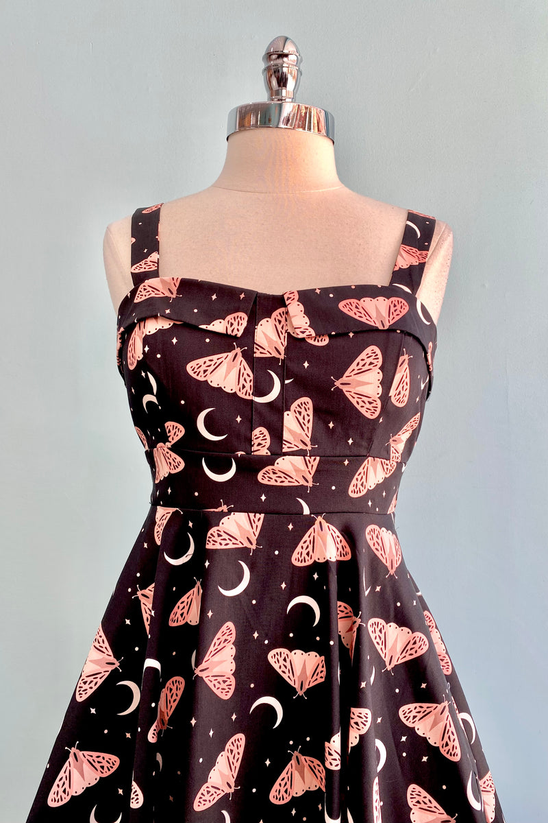 Pink Moth and Moon Fold-Over Dress by Eva Rose