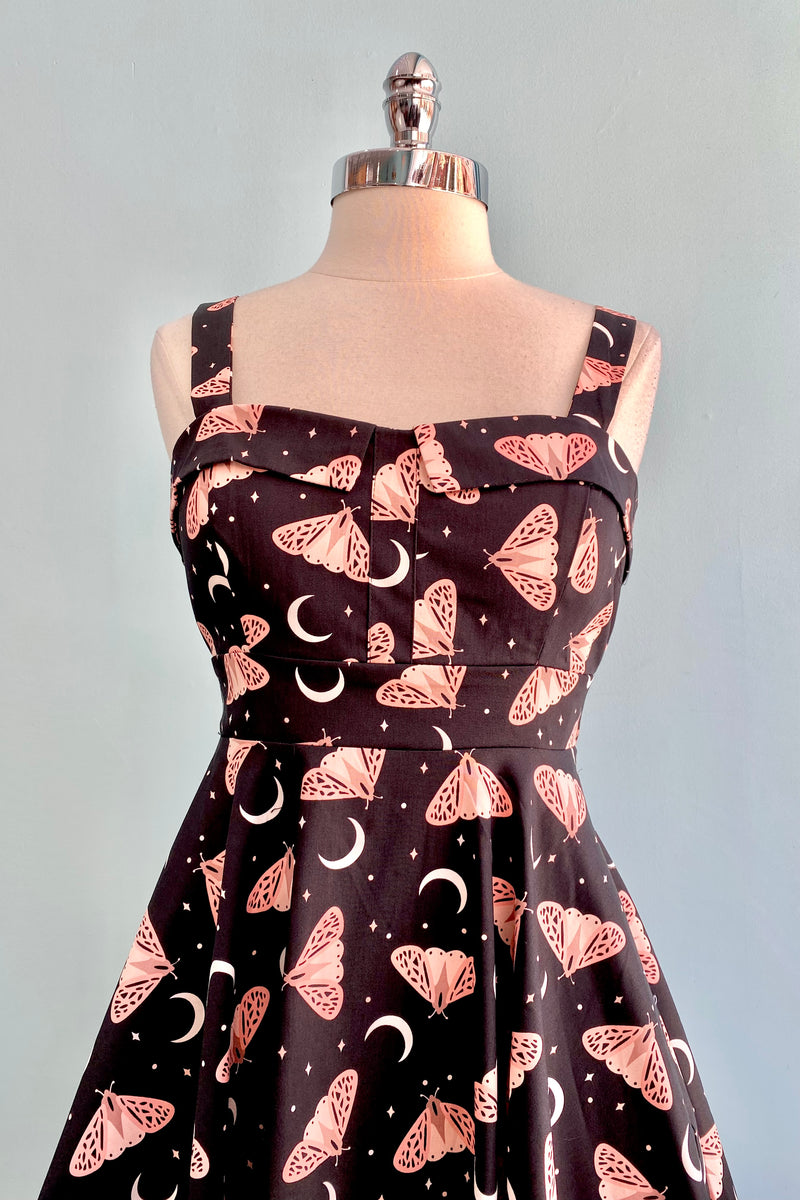 Peach Moth and Moon Fold-Over Dress by Eva Rose Modern Millie Peach Moth and Moon Fold-Over Dress by Eva Rose Modern Millie