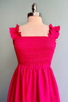 Hot Pink Empire Waist Tiered Midi Dress