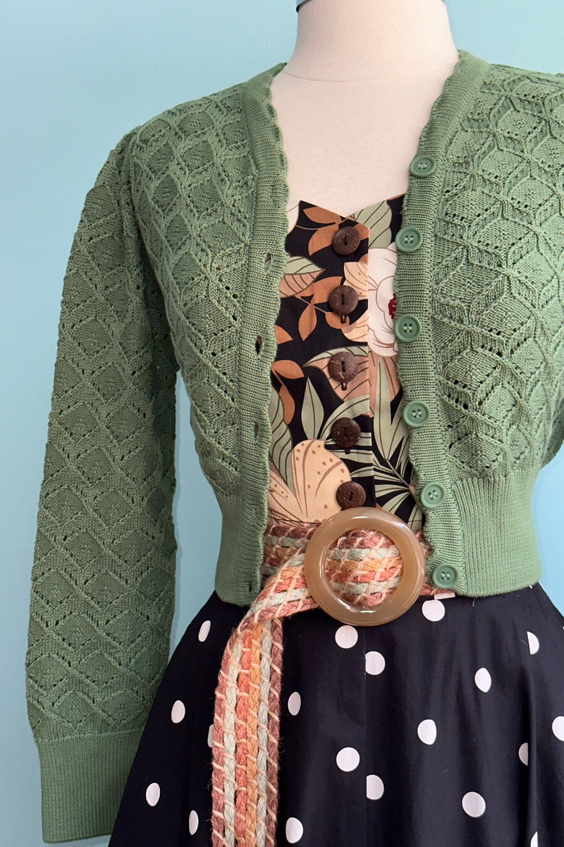 Green Basket Knitted Leah Cardigan by Palava