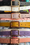 Gold Rectangular Buckle Skinny Belt in Multiple Colors