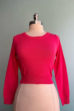 Coral Cropped Knit Pullover Sweater