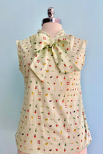 Veggie and Worms Bow Top by Retrolicious