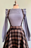 Black Rust and Blue Wool Sophie Skirt with Suspenders by Timeless London